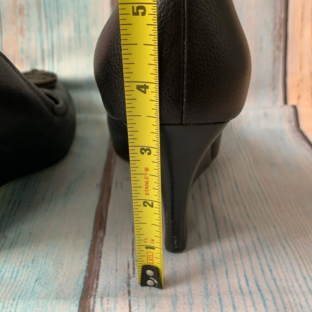 Tory Burch Black Leather Wedges